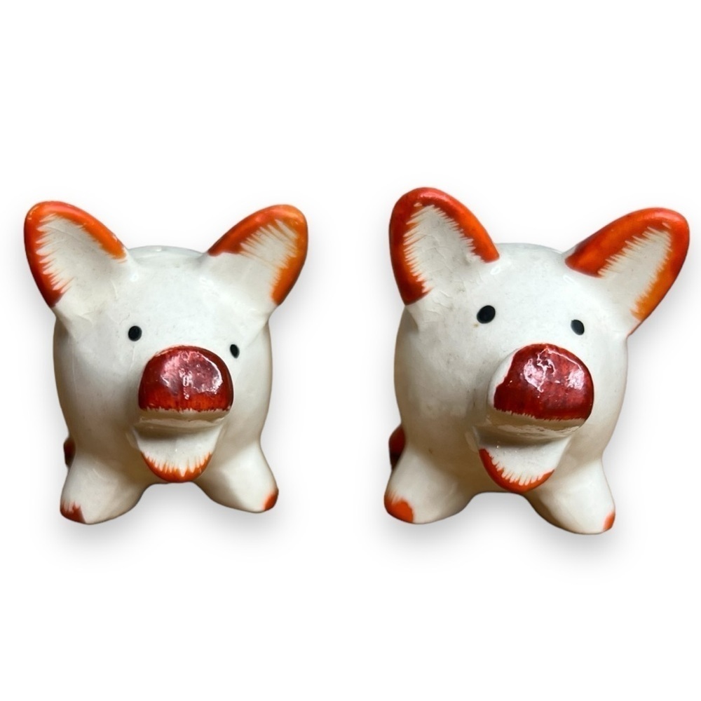 Vintage Japan Glazed Ceramic Pig Salt and Pepper Shaker Set